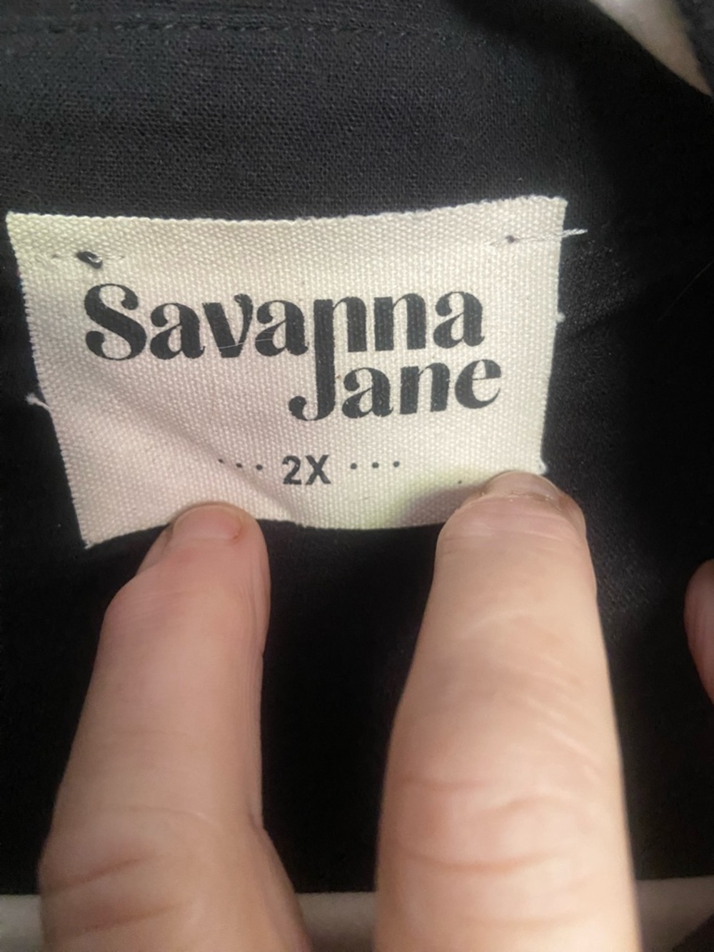 Savanna Jane Black Short-Sleeve Button-Front Jumpsuit with Embroidered Trim - Picture 2 of 5